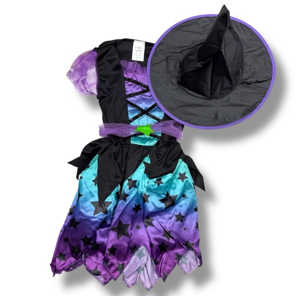 Boo! Inc. Enchanting Witch Costume Girls Size 10-12‎ Dress & Hat Halloween